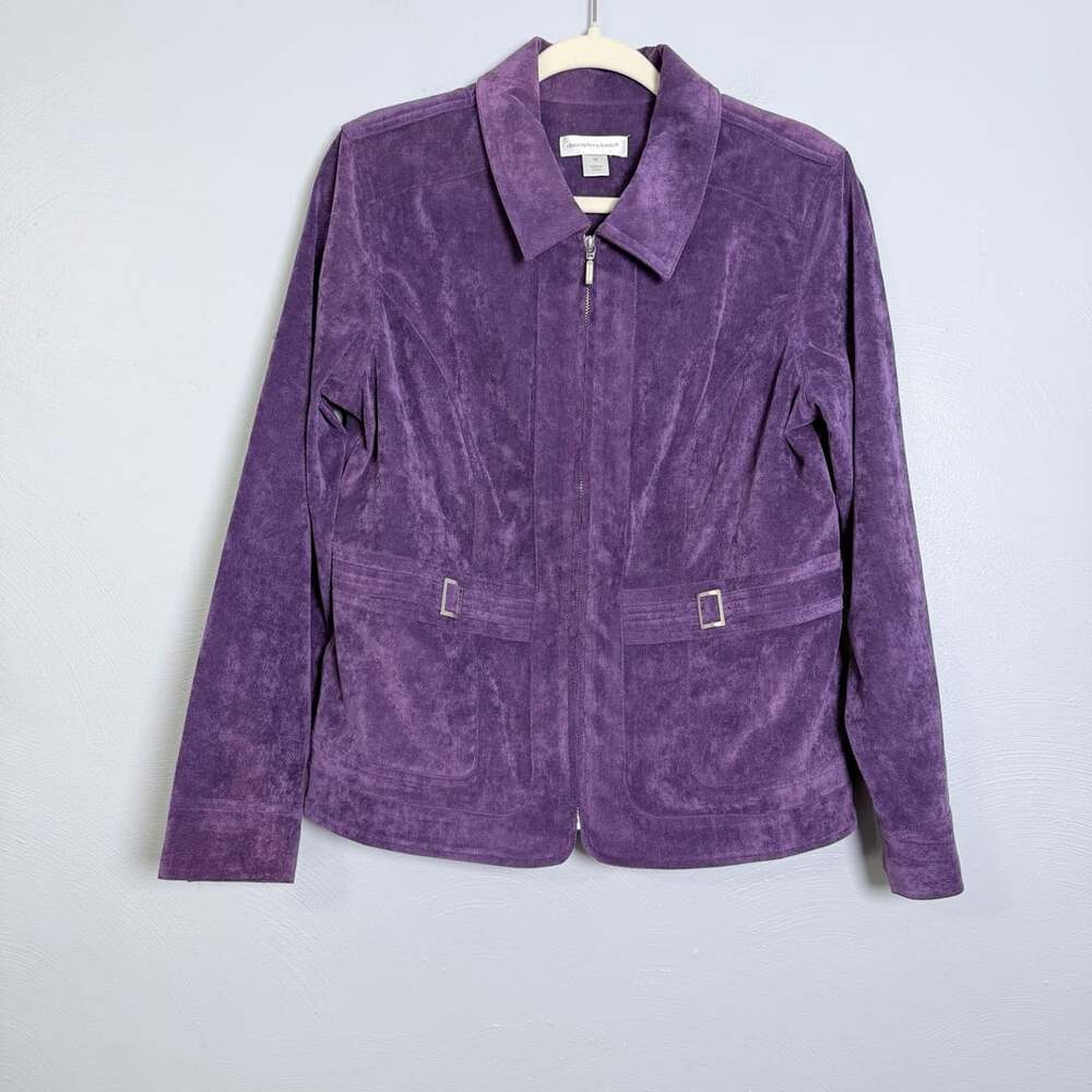 Christopher & Banks Jacket Size M Purple Corduroy Zip Pocket